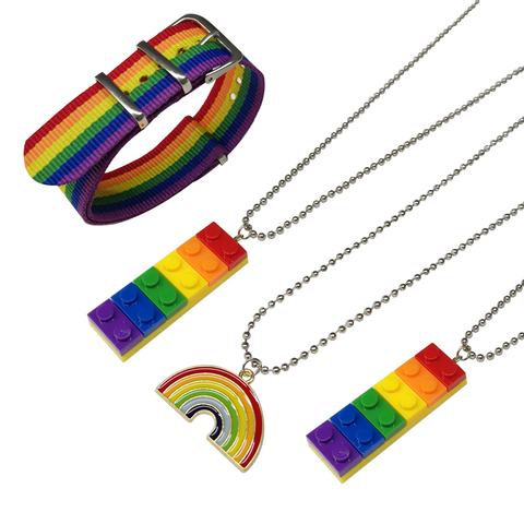 Collier à pendentif unisexe arc-en-ciel, unisexe, Gay, fierté, amour asexal, bisous, pansexuel ► Photo 1/4