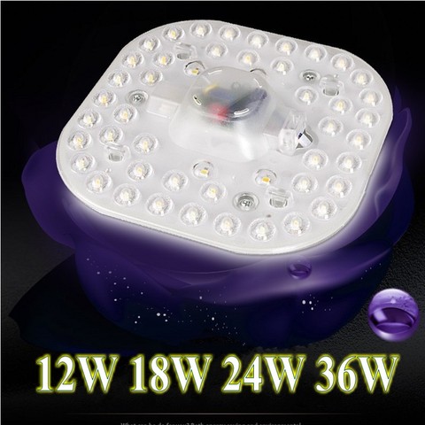 Panneau lumineux circulaire LED pour plafond carré AC220V-240V, 36W 24W 18W 12W 6W ► Photo 1/1