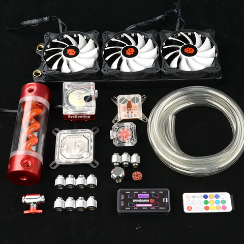 Kit de refroidissement par eau pour ordinateur de jeu SYSCOOLING pièces de bricolage kit de refroidissement liquide CPU GPU avec rvb ► Photo 1/5