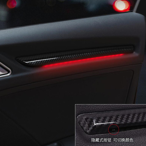 Couleur de Fiber de carbone de garniture de couverture de lampe à LED de porte de voiture 4 pièces pour Audi A3 8V 2014-2022 S3 décoration de lumière ambiante intérieure automatique ABS ► Photo 1/6