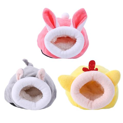 Cage pour animal de compagnie pour Hamster petit animal mignon doux en peluche nid animal de compagnie maison de couchage en peluche chaud Hamster chiot chaton lit doux nid chenil tapis ► Photo 1/6