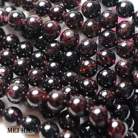 Meihan livraison gratuite naturel 6mm/8mm/9.5-10mm rouge grenat lisse ronde breloque pierre précieuse pour la conception de fabrication de bijoux ► Photo 1/5