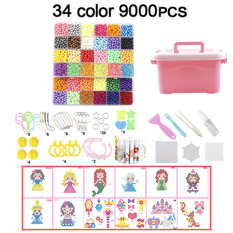 9000 pièces bricolage fusible perles magique eau perles créatives ensemble stylo pince Pegboard Kit accessoires filles cadeau enfants jouets pour les enfants ► Photo 1/6