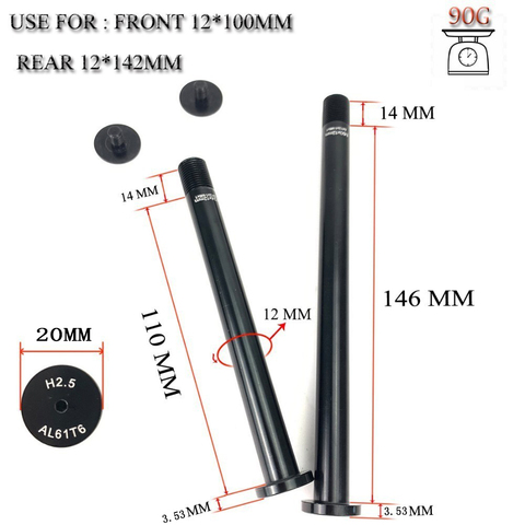 Brochettes de bicyclette d'autoroute Super légères à axe traversant uniquement de 89g, pièces de freins à disque avant et arrière 12x100mm 12x142mm ► Photo 1/5