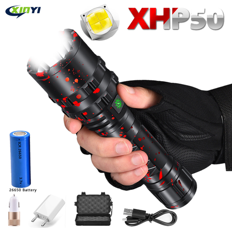 Lanterne puissante de chasse L2, XHP50 lampe de poche LED x lampe en aluminium, 5Modes, étanche, lampe torche avec batterie 18650 26650, 80000LM ► Photo 1/6