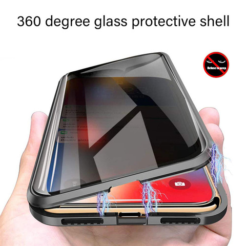 Coque en verre trempé magnétique 360, étui de protection en métal pour Samsung Galaxy S20 S10 S9 S8 Plus Note 8 9 10 Plus A50 A70 ► Photo 1/6