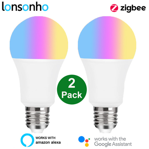 Lonsonho ZigBee 3.0 Tuya Smart Led lampe ampoule E27 220V 110V RGB + W + C fonctionne avec Smartthings Alexa Echo Hub Google Home ► Photo 1/6