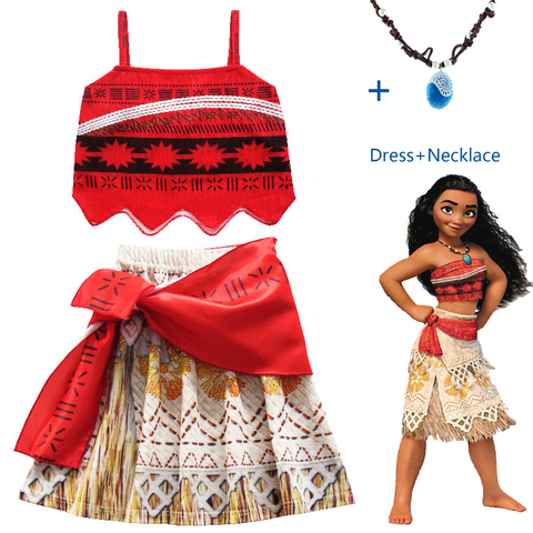 Costume Cosplay princesse Moana pour enfants, Costume Vaiana, avec collier, pour Halloween, cadeau pour filles, 2022 ► Photo 1/6