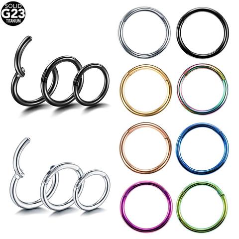 Anneaux articulés en titane G23, 2 pièces/lot, Septum nez Clicker Piercing nez lèvres boucles d'oreilles Helix sourcils Piercing bijoux 16G et 14G ► Photo 1/6