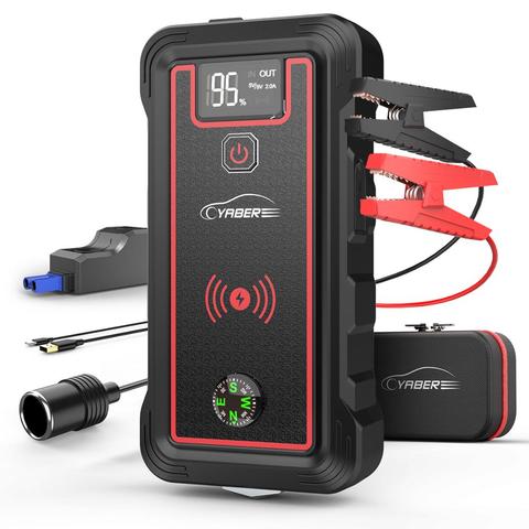 Yaber – démarreur de saut de voiture, batterie d'alimentation 2500a, dispositif de démarrage avec chargeur sans fil 10W, marteau de sécurité pour écran LCD ► Photo 1/6