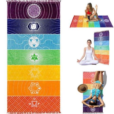 Dames Fitness Yoga tapisserie arc-en-ciel Mandala rayure méditation Yoga tapis dames serviette de bain couverture multifonctionnelle ► Photo 1/6