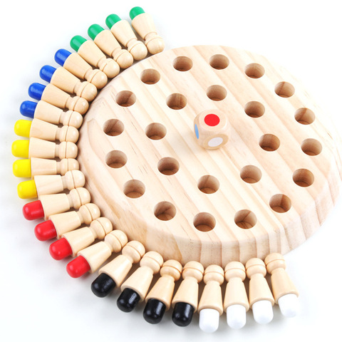 Blocs amusants en bois pour enfants, jouets d'échecs, jeux éducatifs mathématiques, jeu de tableau mémoire Montessori, cadeaux pour enfants garçons ► Photo 1/6