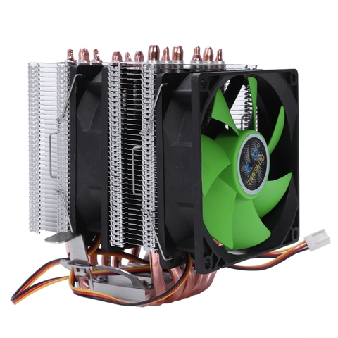 Refroidisseur de processeur 6 caloducs 3pin double ventilateur refroidisseur silencieux ventilateur radiateur radiateur pour LGA 1150/1151/1155/1156/1366/775 pour AMD ► Photo 1/4