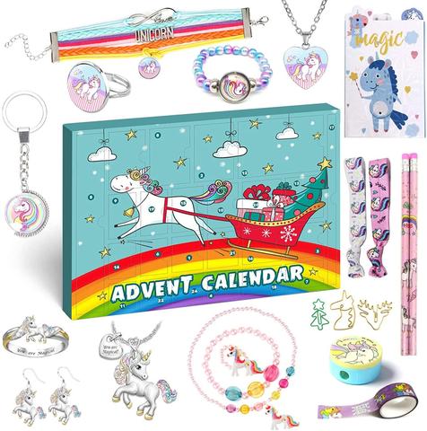 Calendrier de l'avent licorne 2022 pour enfants filles calendrier de noël 24 Surprise bijoux papeterie bandeau calendriers-fille nièce ► Photo 1/5