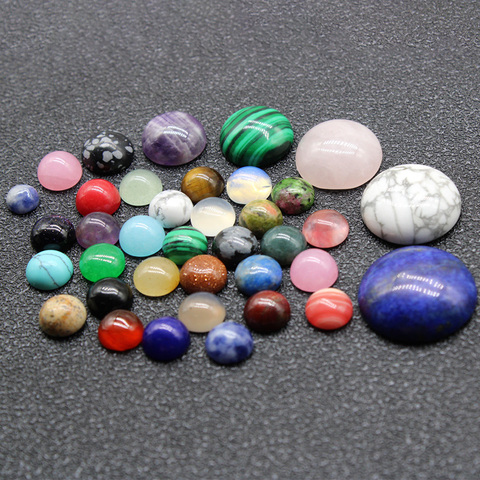10 pièces 6 8 10 12 14 16 18 20 mm perles de Cabochon en pierre naturelle Flatback Rose Quartzs perles d'opale pour boucles d'oreilles vierges Base bijoux à bricoler soi-même ► Photo 1/2