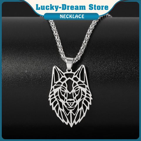 Collier tête de loup creux en acier inoxydable pour homme, breloque Punk, pendentif Animal, couple spécial, cadeau pour homme, bijoux à la mode ► Photo 1/6