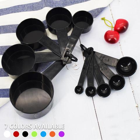 10 pièces Couleur Noire Tasses à Mesurer Et Cuillère À Mesurer Cuillère Silicone Poignée Cuisine Outil De Mesure Livraison Gratuite ► Photo 1/6