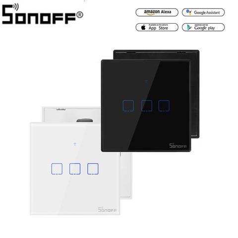 Sonoff TX T2/T3 EU/UK Smart WiFi RF 433/APP/Touch Control interrupteur mural 1/2/3 Gang 86 Type interrupteur tactile maison intelligente ► Photo 1/6