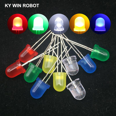 10 pièces 8mm Diode LED lumière assortiment Kit bricolage LED s ensemble blanc jaune rouge vert bleu électronique Kit de bricolage Diode électroluminescente offre spéciale ► Photo 1/6