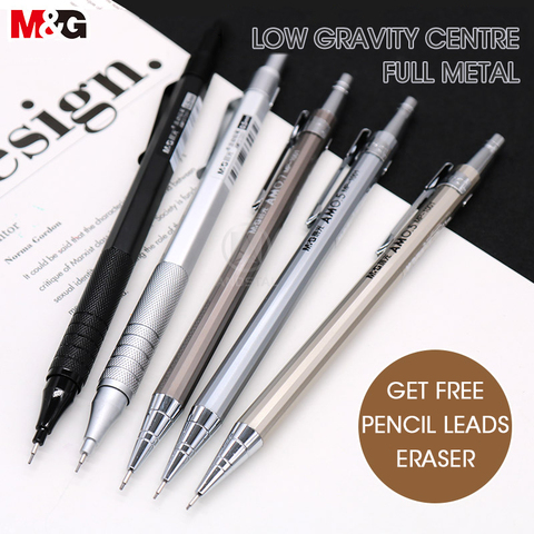 M & G métal crayon mécanique 0.5mm/0.7mm plastique automatique crayons 0.3mm/0.9mm/2.0mm plomb étudiant professionnel pour le bureau de l'école ► Photo 1/5