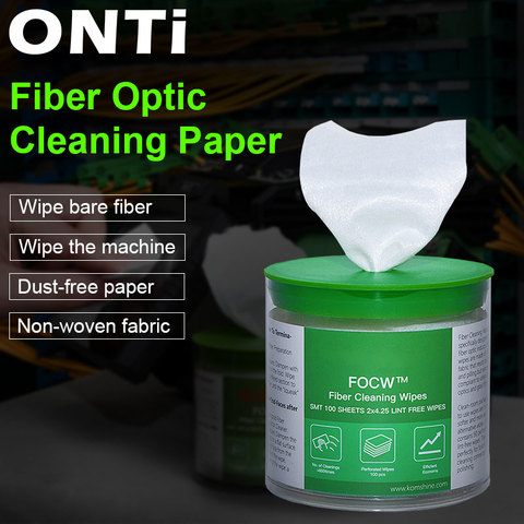 ONTi 280 pièces/boîte lingettes de nettoyage des fibres plate-forme papier sans poussière fibres optiques lingettes à faible peluches fibres optiques papier propre FTTH Tools ► Photo 1/6