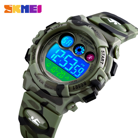 SKMEI enfants LED électronique numérique montre arrêt montre horloge 2 temps enfants Sport montres 50M étanche montre-bracelet pour garçons filles ► Photo 1/6