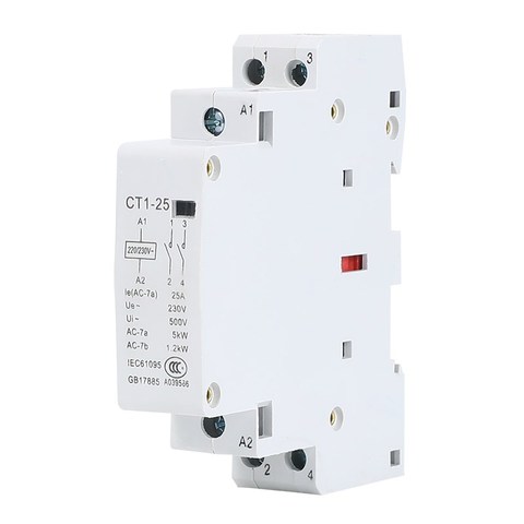 Contact modulaire pour rail Din CT1-25 2P, 25a, 220V/230V 50/60HZ, ac domestique, 1 pièce ► Photo 1/6