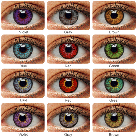 1 paire (2 pièces) lentilles de Contact pour les yeux Cosplay Halloween lentilles de Contact colorées couleur noisette Contacts avec lentilles de couleur gris bleu ► Photo 1/6