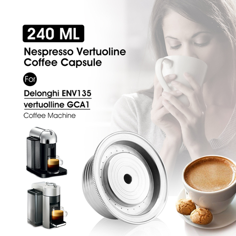 Capsules rechargeables de 230ML pour Nespresso Vertuoline, filtre à café en acier inoxydable, expresso, dosette de crème réutilisable, grande tasse ► Photo 1/6