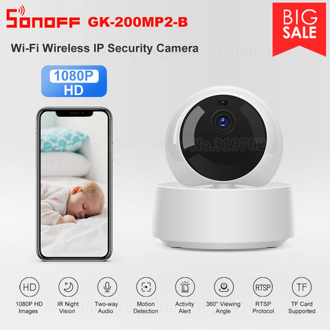 Sonoff 1080P HD caméra de sécurité IP WiFi sans fil application contrôlée GK-200MP2-B détective de mouvement 360 ° caméra d'alerte d'activité de visualisation ► Photo 1/6