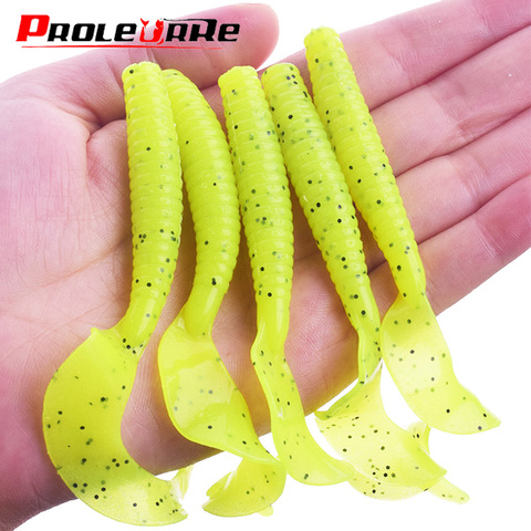 5 pièces/lot longue queue ver appâts souples 80mm 4.3g gabarit de pêche Wobblers s'attaquer à l'odeur avec sel Silicone leurres basse carpe brochet Pesca ► Photo 1/6