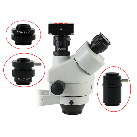 Adaptateur de lentille à monture C SZMCTV 1/2 1/3 1x, pour simulateur de focale d'objectif d'objectif d'objectif, Microscope trinoculaire stéréo HDMI VGA USB, caméra vidéo ► Photo 1/4