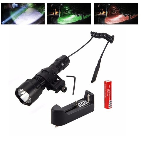 Lampe torche tactique de chasse, T6 LED, fusils Picatinny + chargeur + batterie 18650, 5000lm ► Photo 1/6