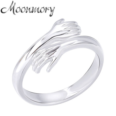 Moonmory authentique 925 en argent Sterling 2022 automne câlin croix ouverte redimensionnable anneau réglable belle main anneaux pour femmes bijoux ► Photo 1/5