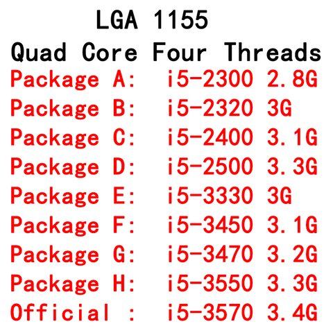 I5 2300 2320 2400 2500 3330 3450 3470 3550 3570 CPU Neuf et De Bonne Qualité ► Photo 1/1