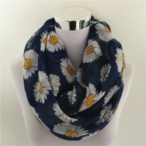 Écharpe chrysanthème en viscose pour femmes, écharpe de Snood, hijab, marguerite, marguerite, trompette, longue, bandana floral, offre spéciale, nouvelle collection ► Photo 1/5