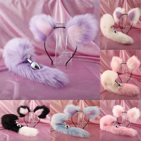 Mignon doux chat oreilles bandeaux avec 40 cm queue de renard arc métal bout à bout Anal Plug érotique Cosplay accessoires adultes Sex Toys pour Couples ► Photo 1/6