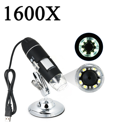 En gros réglable 1600X 1000X numérique USB Microscope Microscopio loupe électronique stéréo USB Endoscope caméra 0.3MP 8 LED ► Photo 1/6