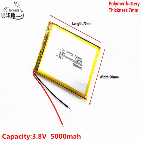 3.8V,5000mAH 706075 litre batterie d'énergie polymère lithium ion / Li-ion batterie pour tablette, GPS,mp3,mp4 ► Photo 1/5