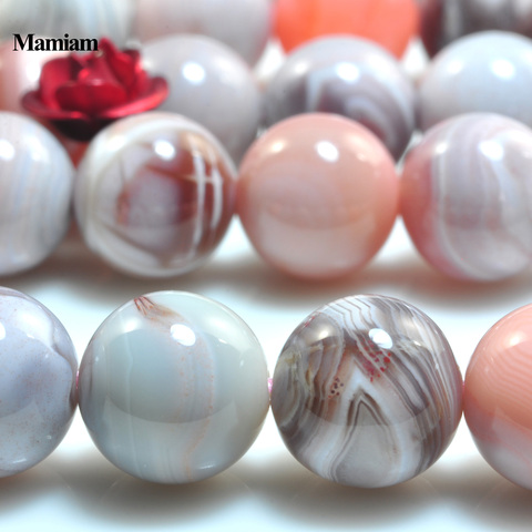 Mamiam – perles d'agate rose naturelle du Botswana, 4mm 6mm, rondes et lisses, pour Bracelet et collier, fabrication de bijoux, bricolage, conception de pierres précieuses ► Photo 1/4