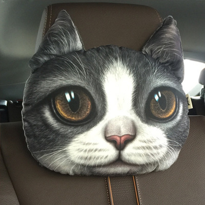 30*25cm créatif 3D Animal chat chien tête siège de voiture cou reste coussin appui-tête oreiller Cool Animal appuie-tête coussins ► Photo 1/6