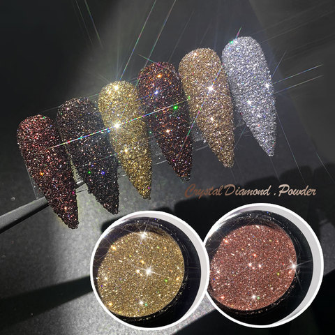 Brillant sucre ongles poudre or Rose sable ongles paillettes poussière luxe étincelles Art des ongles Pigment Laser pour Gel vernis décorations ► Photo 1/6