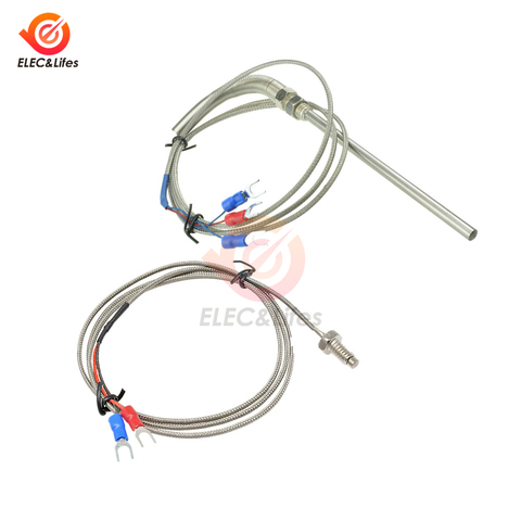 Sonde à Thermocouple en acier inoxydable Type K PT100, RTD M6 M8, capteur de température à vis, câble de câble de 100cm, 1M et 2M ► Photo 1/6