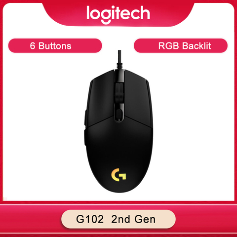 Logitech – souris de jeu G102 LIGHTSYNC 2e génération, filaire, 8000 DPI, 6 boutons, rétroéclairée rvb, pour PC ► Photo 1/6