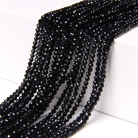 Petite perle en pierre naturelle, saphirs spinaux noirs, Rubys2, grosses perles, section de 3mm, pour la fabrication de bijoux et de colliers, Bracelet à bricoler soi-même ► Photo 1/6