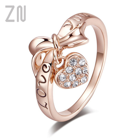 Bagues ZN 2022 pour femmes, pendentif en forme de cœur doux, bague en zircone cubique, bijoux à la mode, cadeaux de la saint-valentin ► Photo 1/6