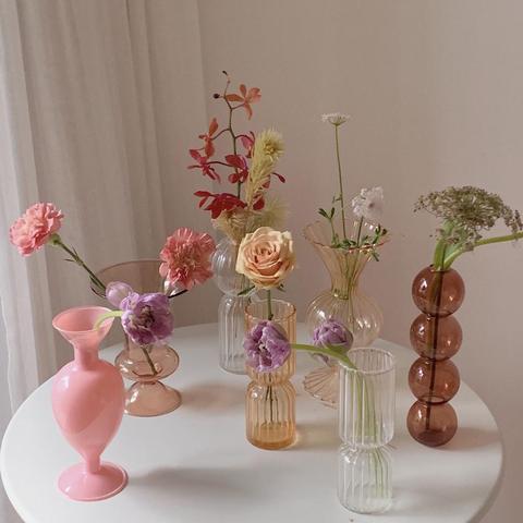 Vase en verre, pot de décoration nordique, récipient d'arrangement de Terrarium hydroponique, Vase de Table de fleurs ► Photo 1/6