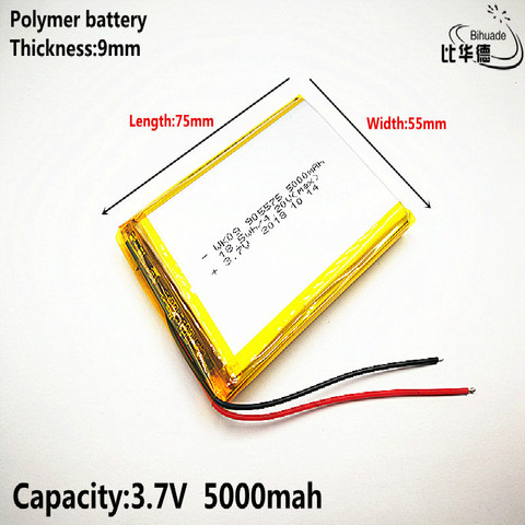 Litre batterie énergétique bonne qualité 3.7 V, 5000mAH 905575 polymère lithium ion/Li-ion batterie pour tablette pc, GPS, mp3, mp4 ► Photo 1/5