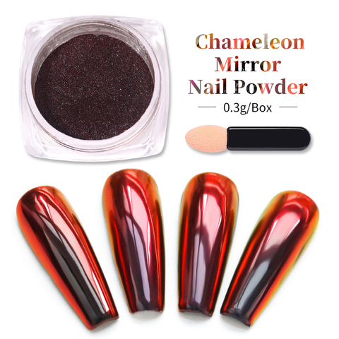 Caméléon miroir poudre à ongles paillettes décoration Gel vernis à ongles Art poussière métallique métal Chrome Pigment éblouissant accessoire ► Photo 1/6