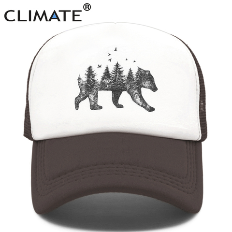 CLIMAT Forêt Ours Casquette de camionneur Chasse Chapeau Hip Hop Hommes Femmes Chapeau Casquette de Baseball D'été Cool Chapeaux De Maille ► Photo 1/6